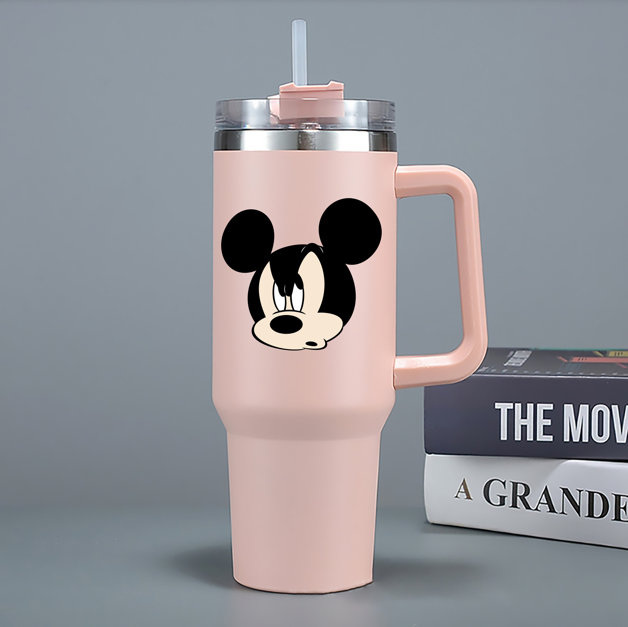 （画像用） ミッキーマウス Mickey Mouse 1200mL車用タンブラー - クリスタルステッカー（プラスチックストロー付き）